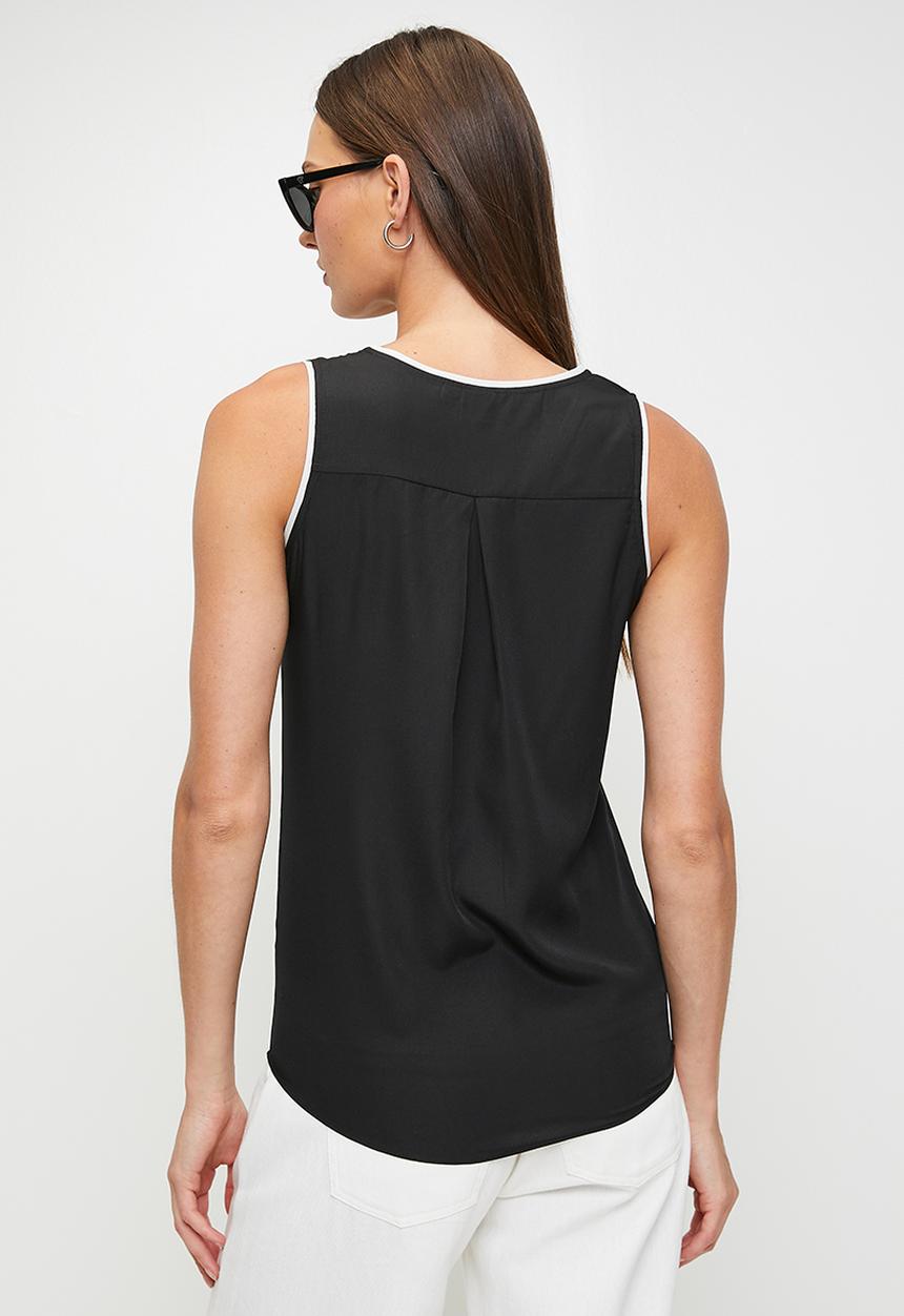 POLO - Wmn Anna s/l V-Neck Blouse - Black