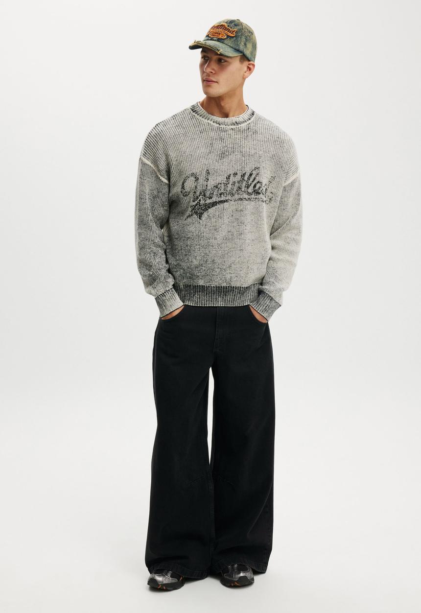 Cotton On - Y2K Box Fit Crew Knit - White Spray