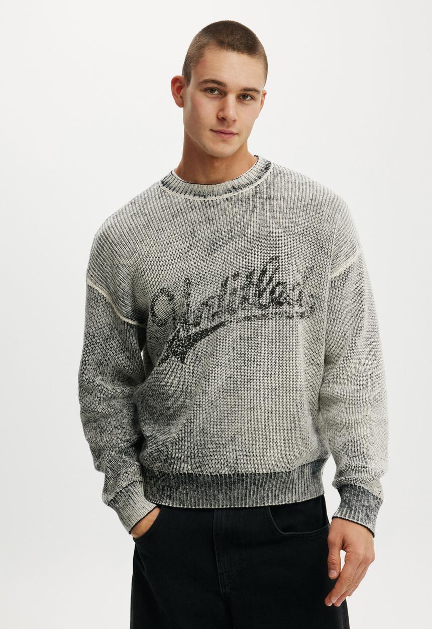Cotton On - Y2K Box Fit Crew Knit - White Spray