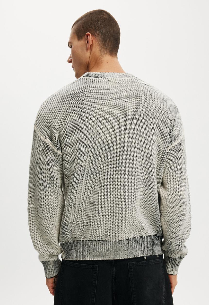 Cotton On - Y2K Box Fit Crew Knit - White Spray