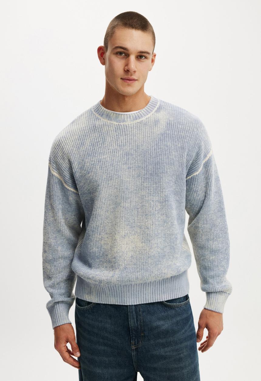 Cotton On - Y2K Box Fit Crew Knit - Blue Spray