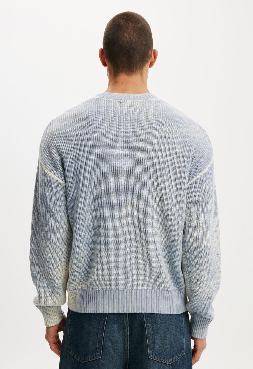 Cotton On - Y2K Box Fit Crew Knit - Blue Spray