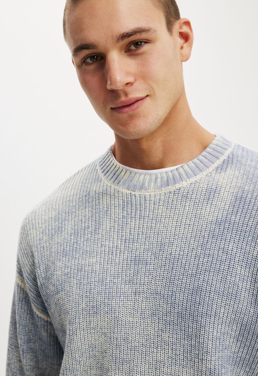Cotton On - Y2K Box Fit Crew Knit - Blue Spray