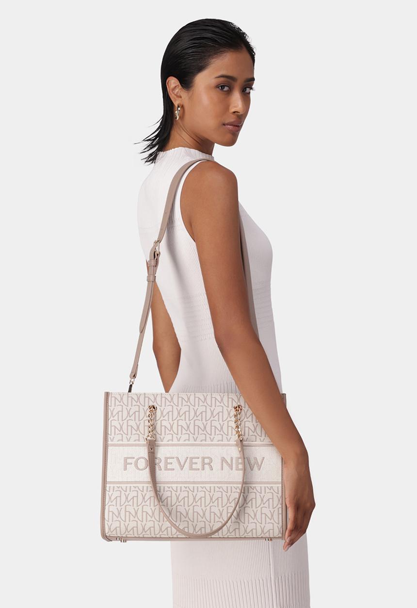 Forever New - Harper jacquard shopper bag - brown