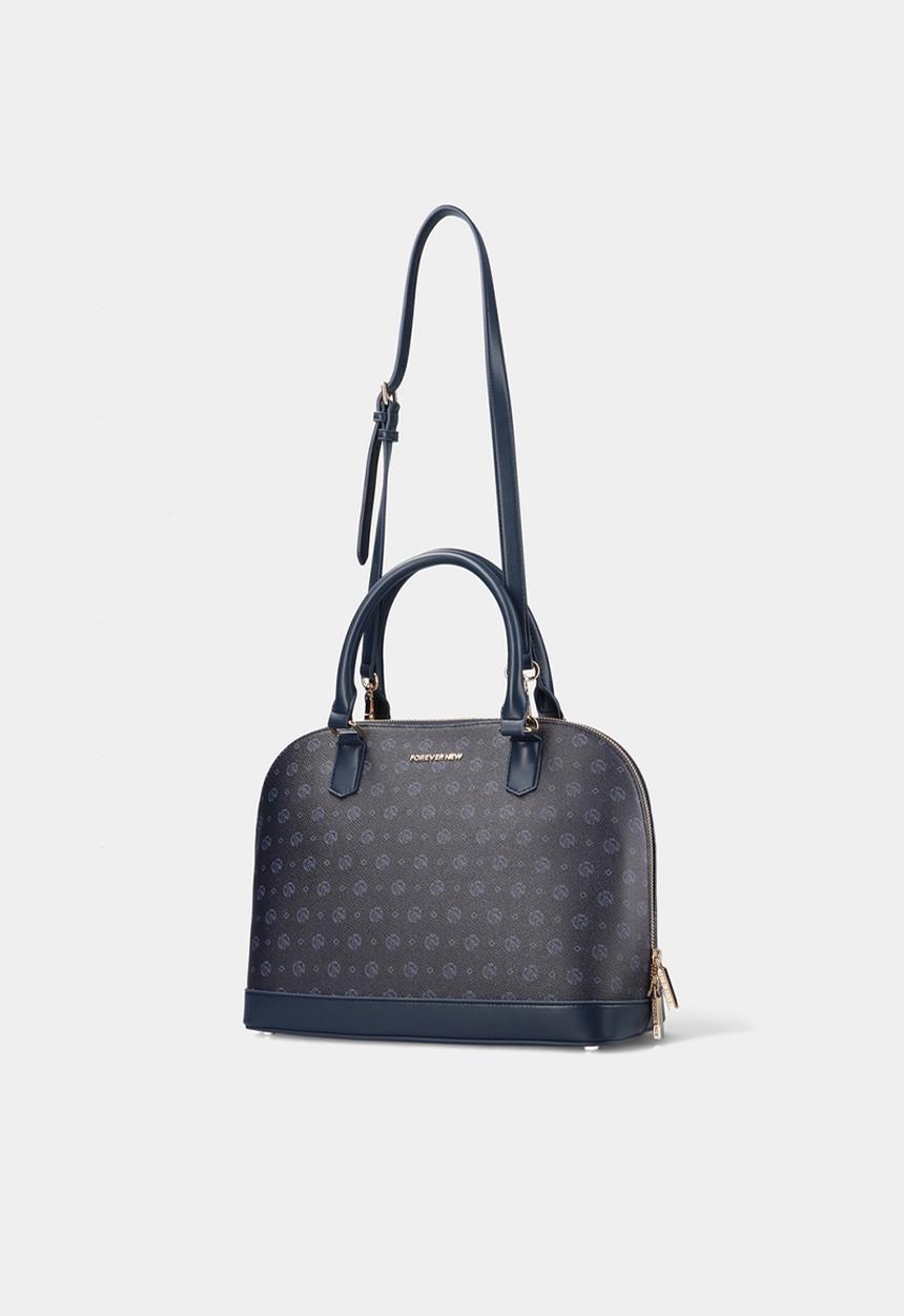 Forever New - Maeve shadow print bowler bag -  ink navy
