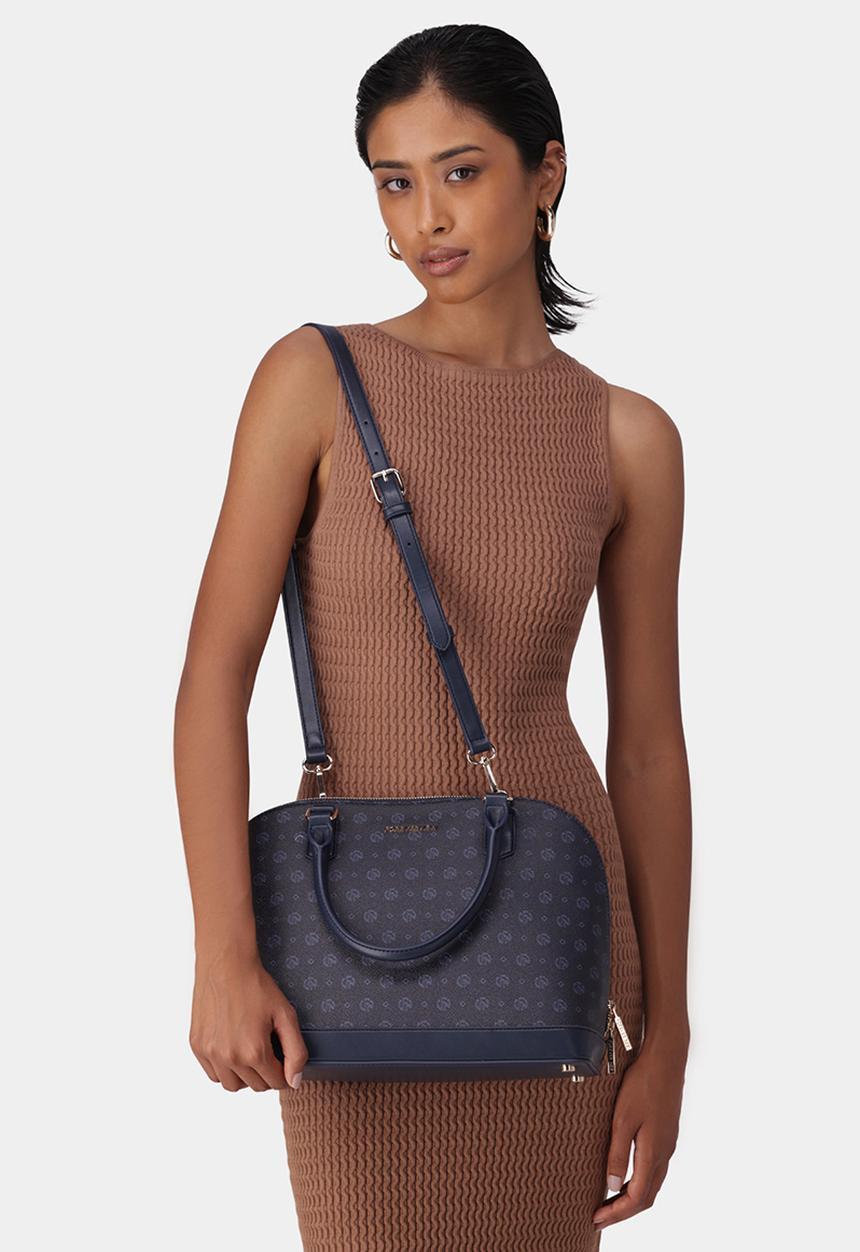 Forever New - Maeve shadow print bowler bag -  ink navy
