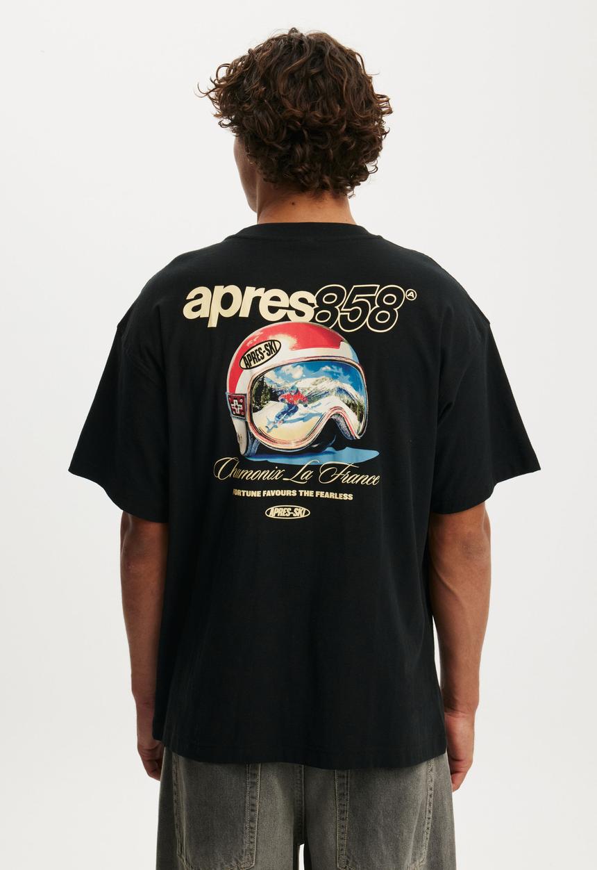 Cotton On - Box Fit Graphic T-shirt - Black/Club Alpine