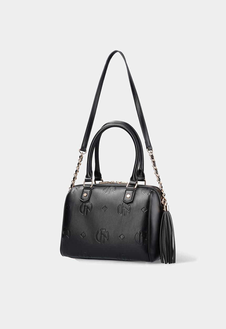 Forever New - Rosie embossed print barrel bag - black