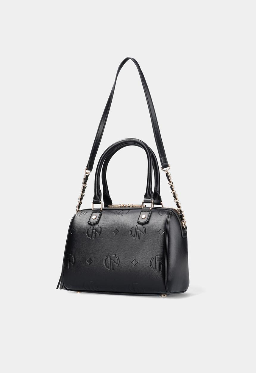 Forever New - Rosie embossed print barrel bag - black