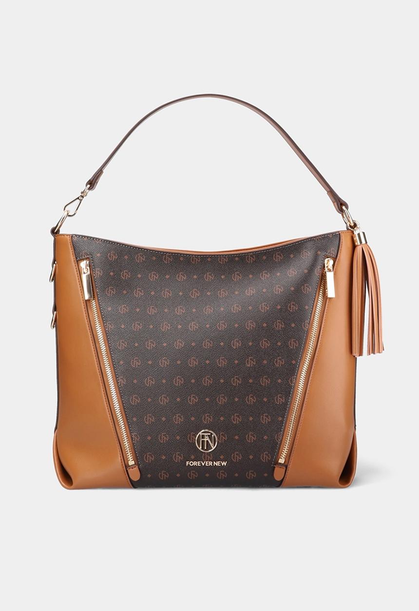 Forever New - Riley zip trim hobo bag - brown
