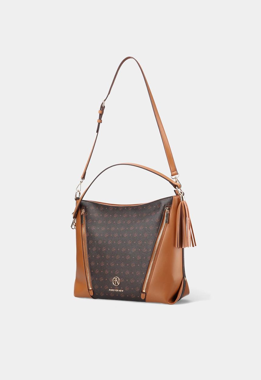 Forever New - Riley zip trim hobo bag - brown