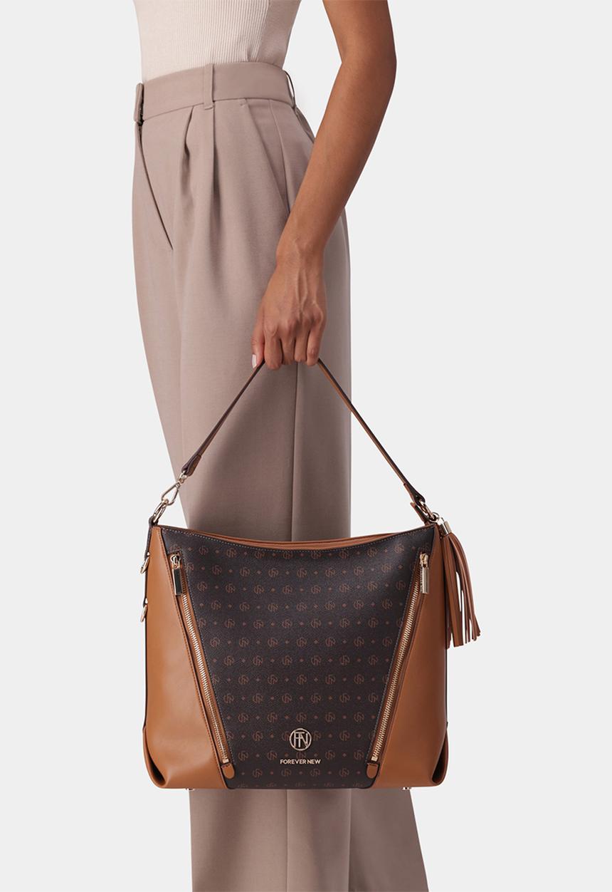 Forever New - Riley zip trim hobo bag - brown