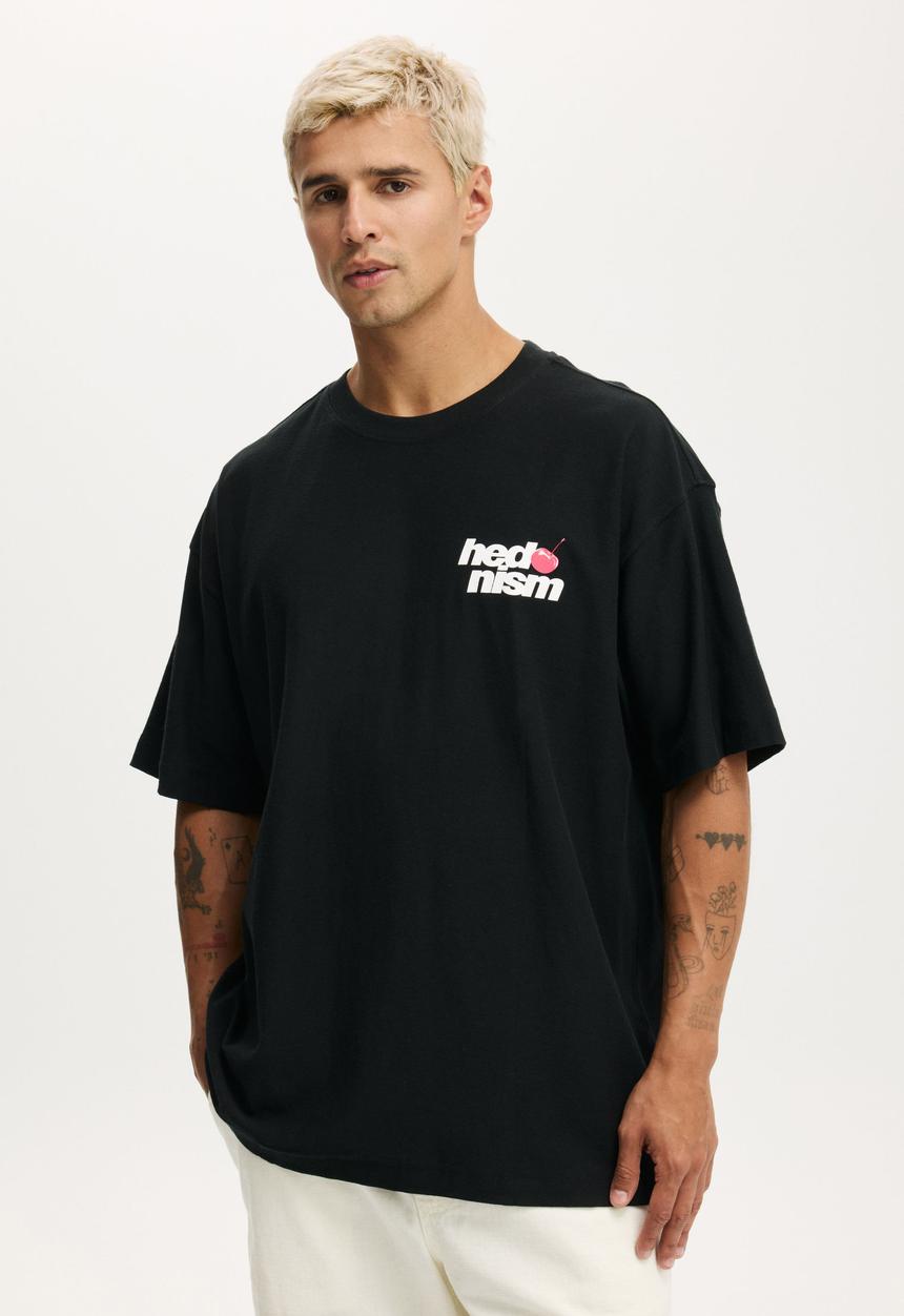 Cotton On - Box Fit Graphic T-shirt - Black/Hedonism