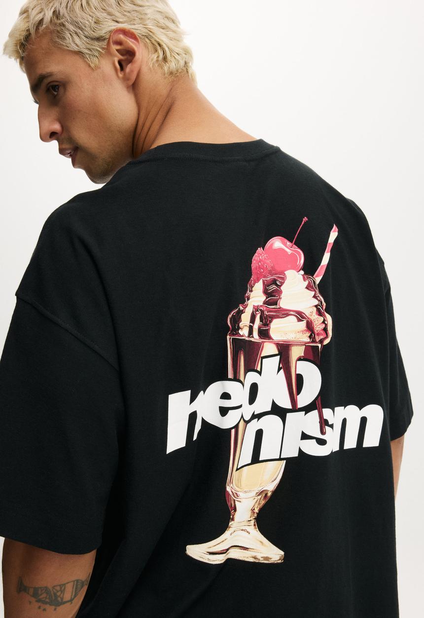 Cotton On - Box Fit Graphic T-shirt - Black/Hedonism