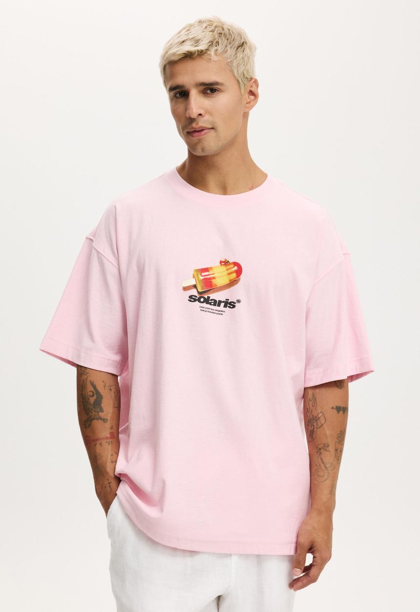 Cotton On - Box Fit Graphic T-shirt - Corsage/Popsicle
