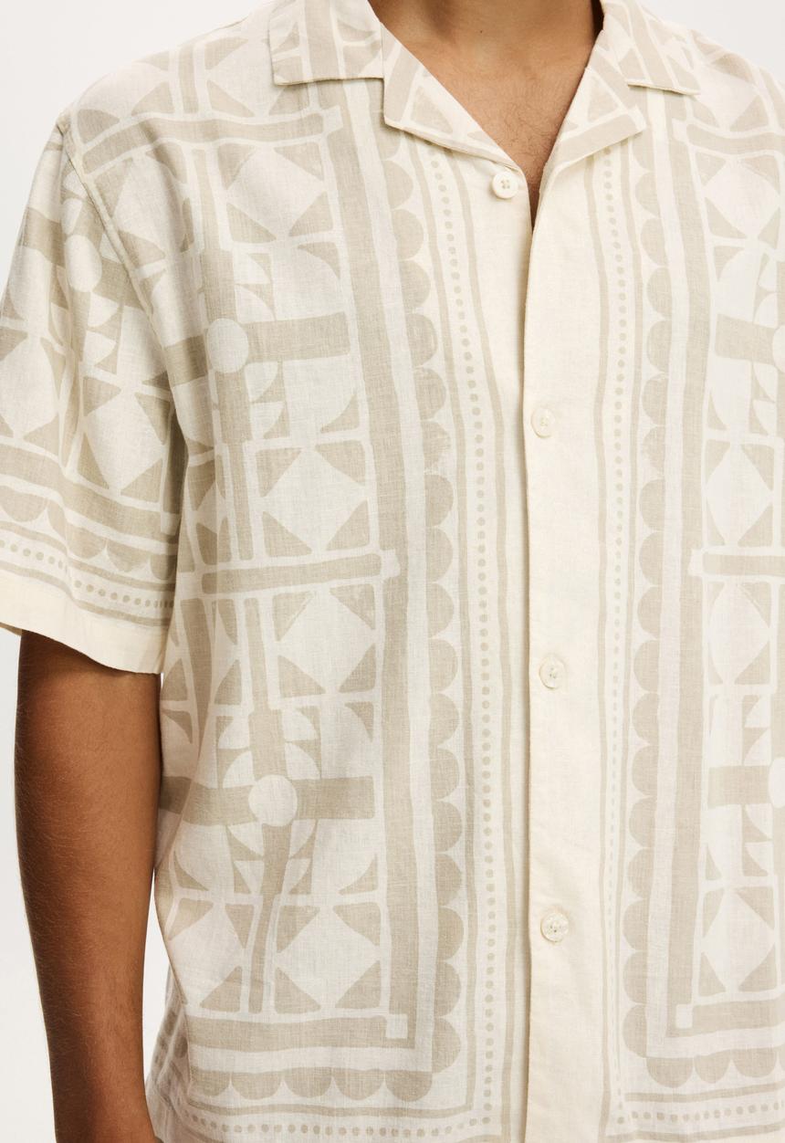 Cotton On - Cabana Short Sleeve Shirt - Stone Tile Print