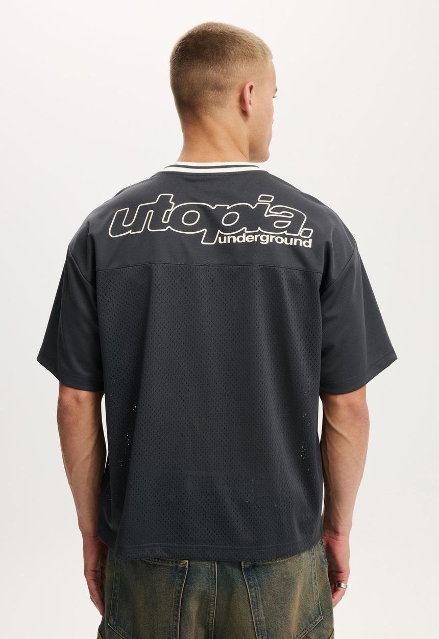 Cotton On - Football Jersey - Washed Black/Ninety-Six