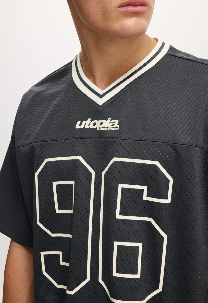 Cotton On - Football Jersey - Washed Black/Ninety-Six