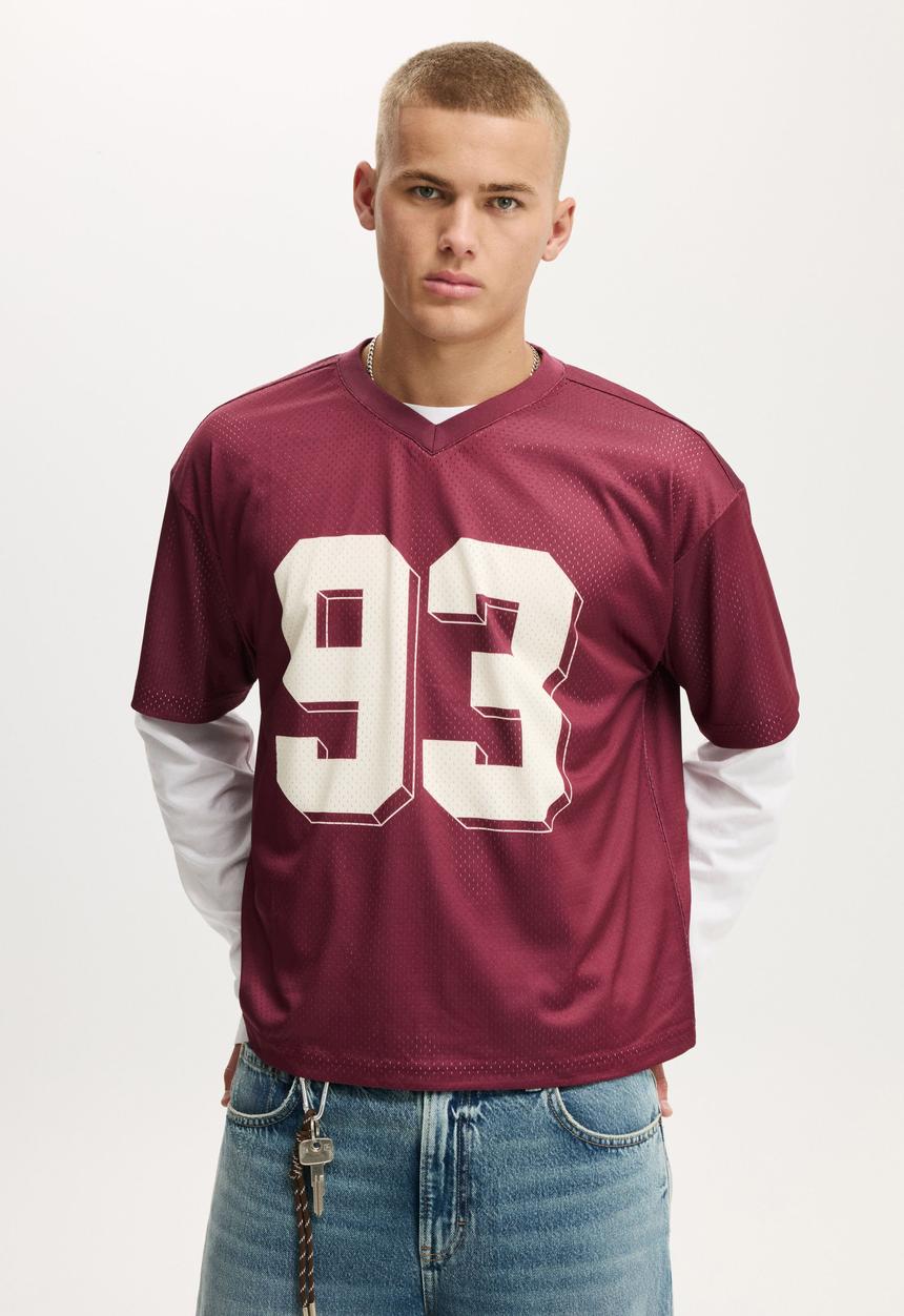 Cotton On - Football Jersey - Burgundy/93