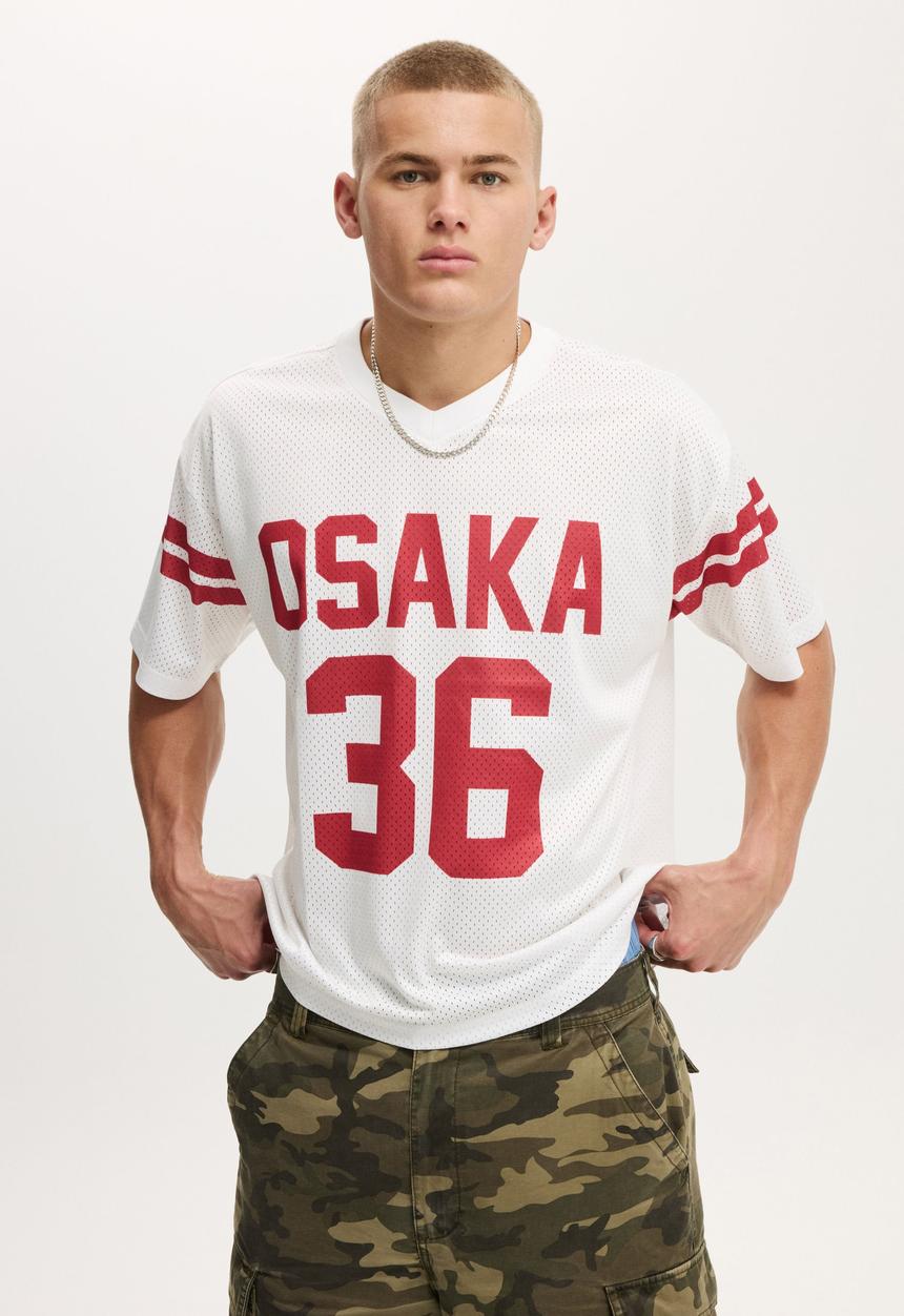 Cotton On - Football Jersey - Vintage White/Osaka