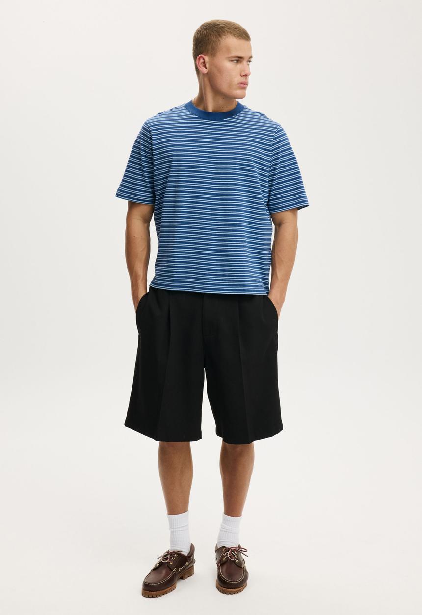 Cotton On - Cropped Fit T-shirt - Cobalt/Pearl Blue Stripe