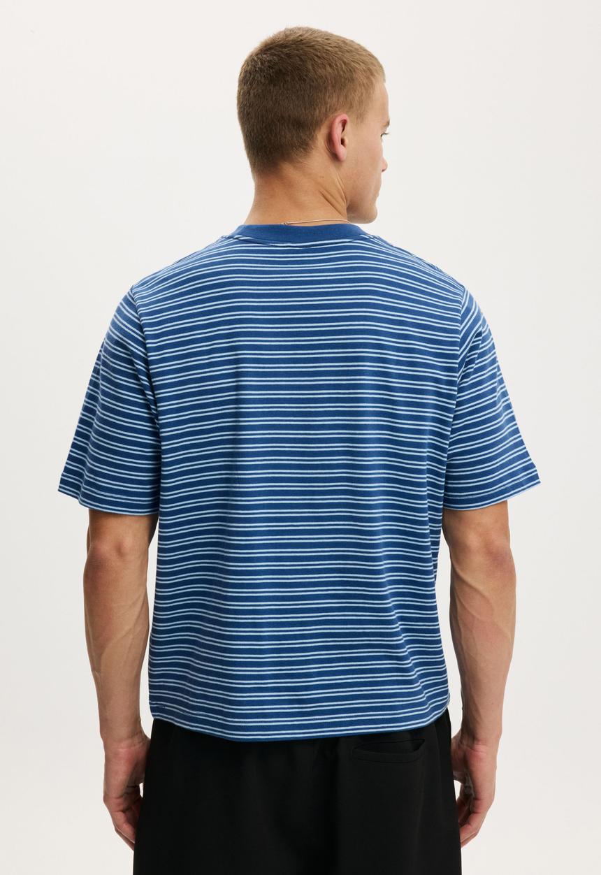 Cotton On - Cropped Fit T-shirt - Cobalt/Pearl Blue Stripe