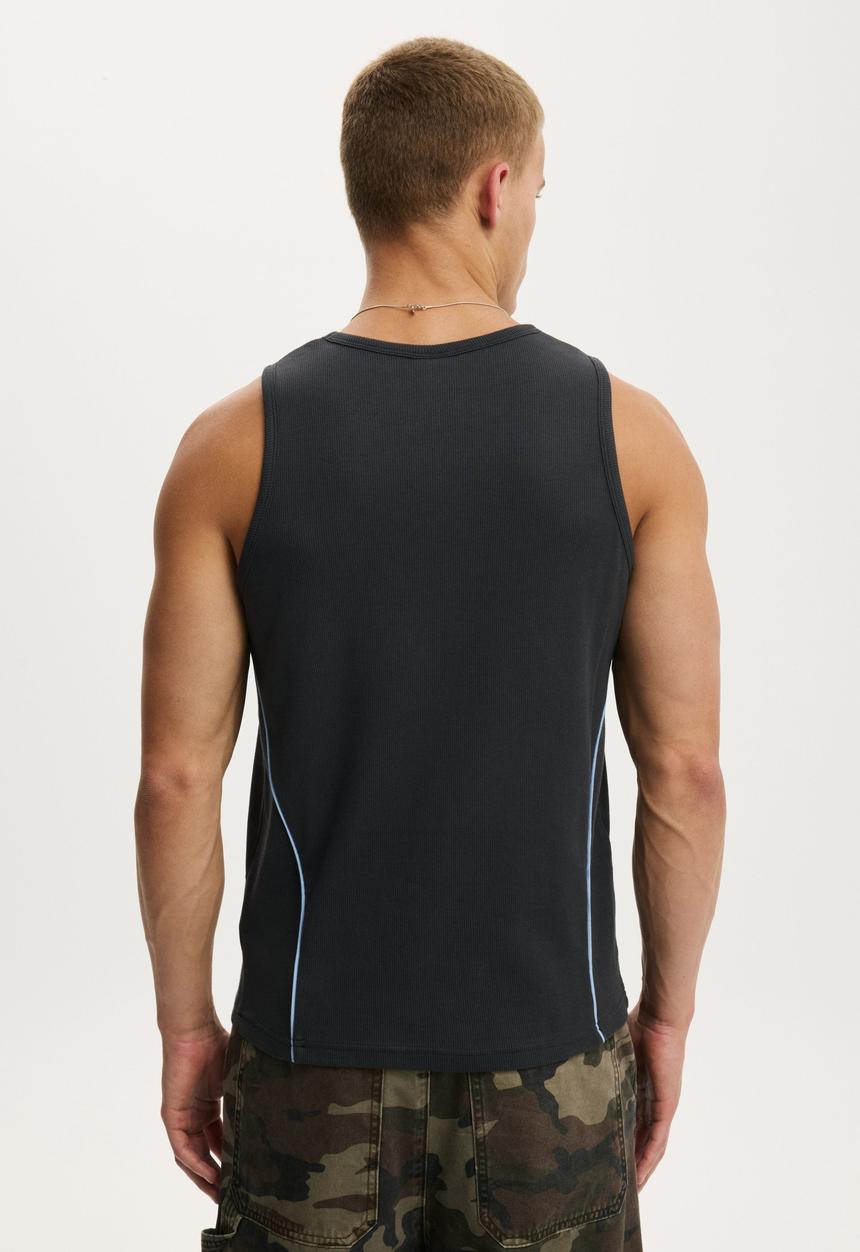 Cotton On - Cropped Rib Muscle - Washed Black/Y3K Utopia
