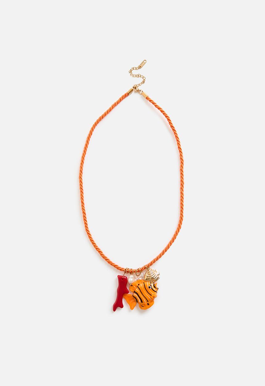 Tessa Design - Dayra fish charm rope necklace-orange
