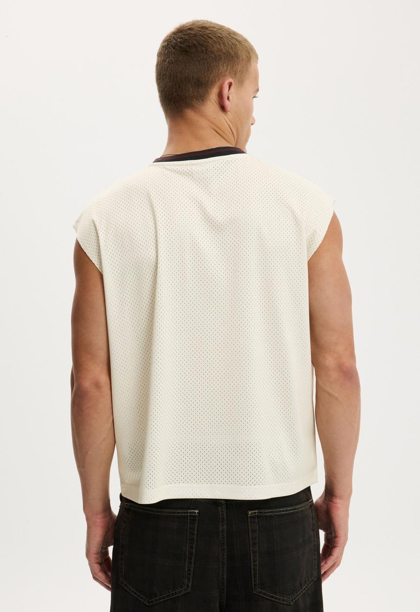 Cotton On - Football Muscle Jersey - Ecru/2Ndstar