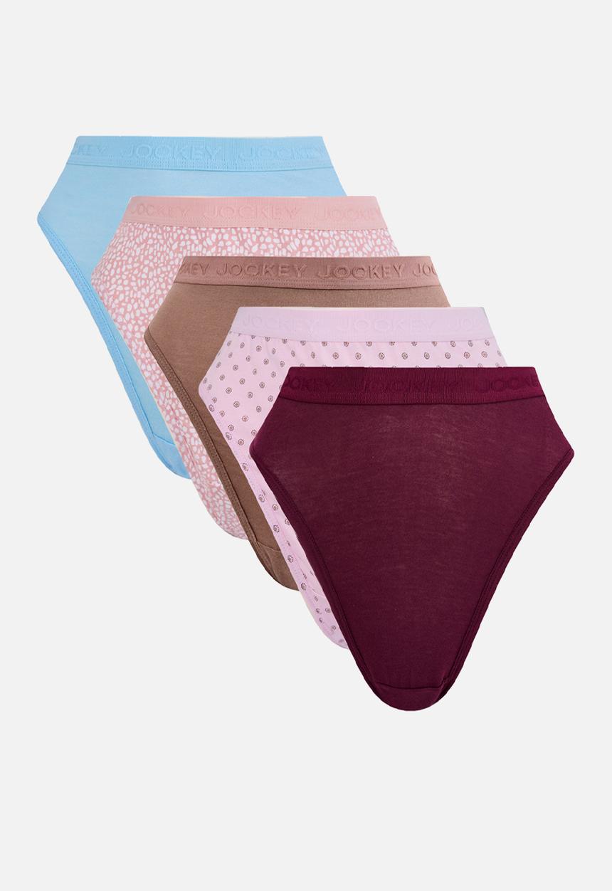 Jockey - 5 pack plain tonal elastic french cut - cherry/capp/sunnyside/glacial 