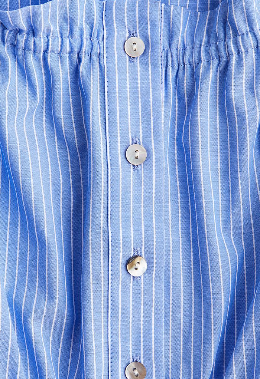 H&M - Frill-trimmed cotton blouse - light blue striped