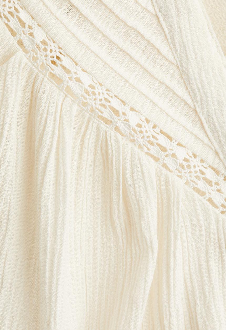 H&M - Crinkled linen-blend blouse - cream