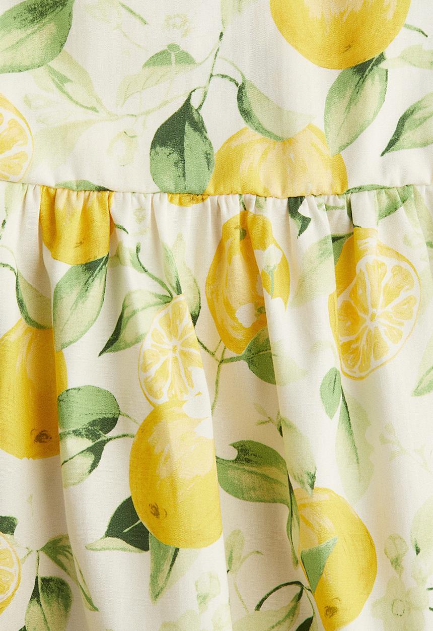 H&M - Flared-skirt cotton dress - white & oranges