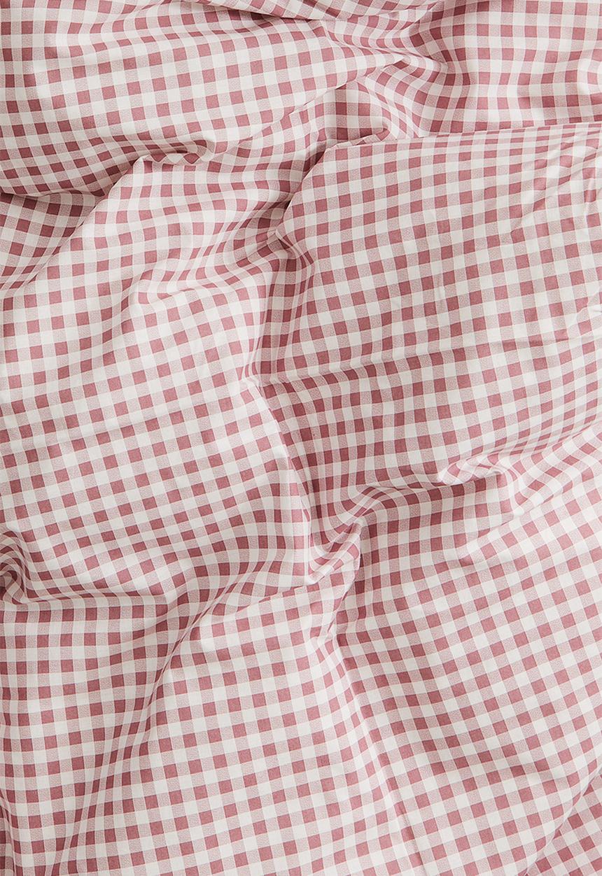 H&M - Patterned double/king size duvet cover set - dark dusty pink/gingham