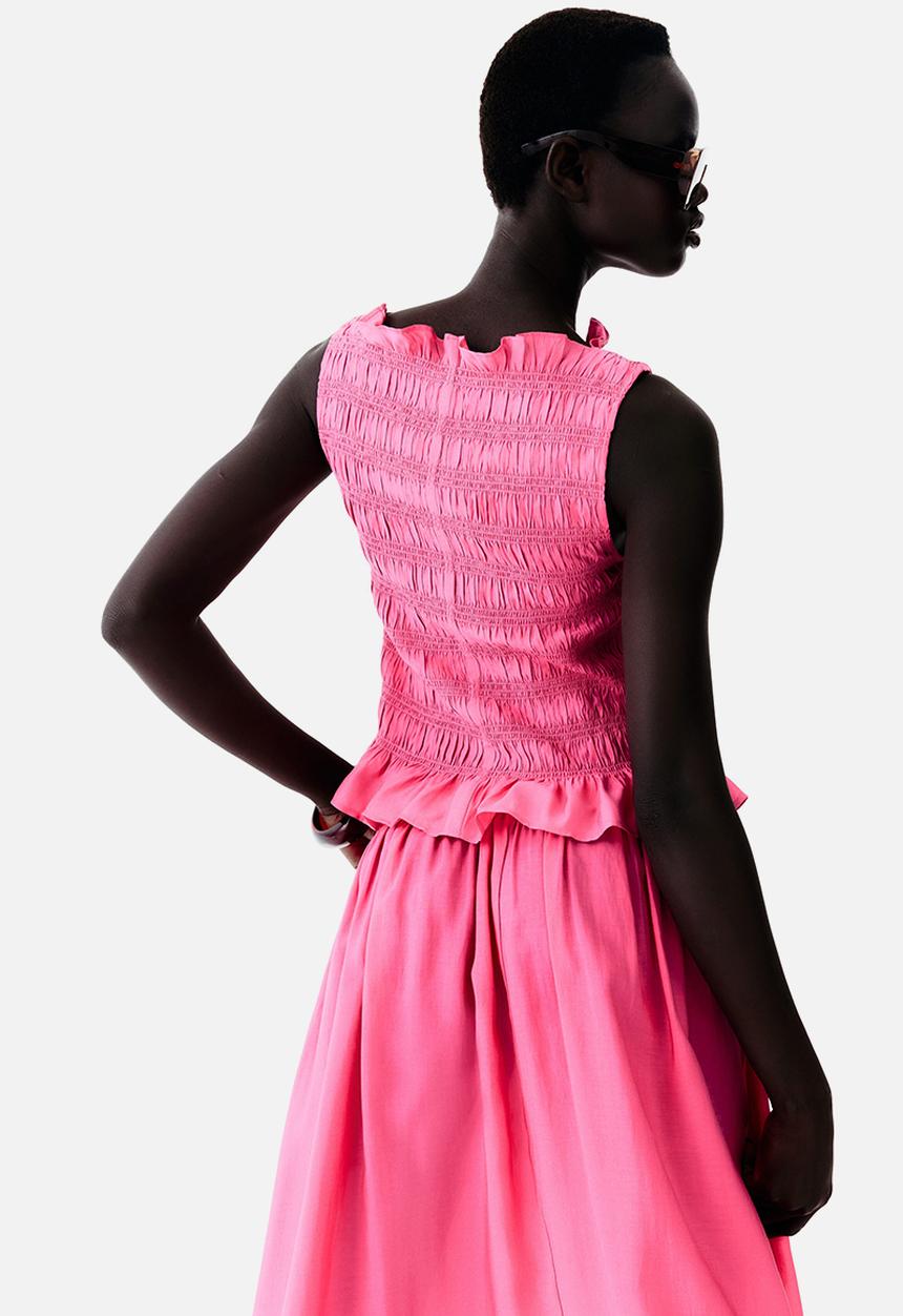 H&M - Smocked top - bright pink