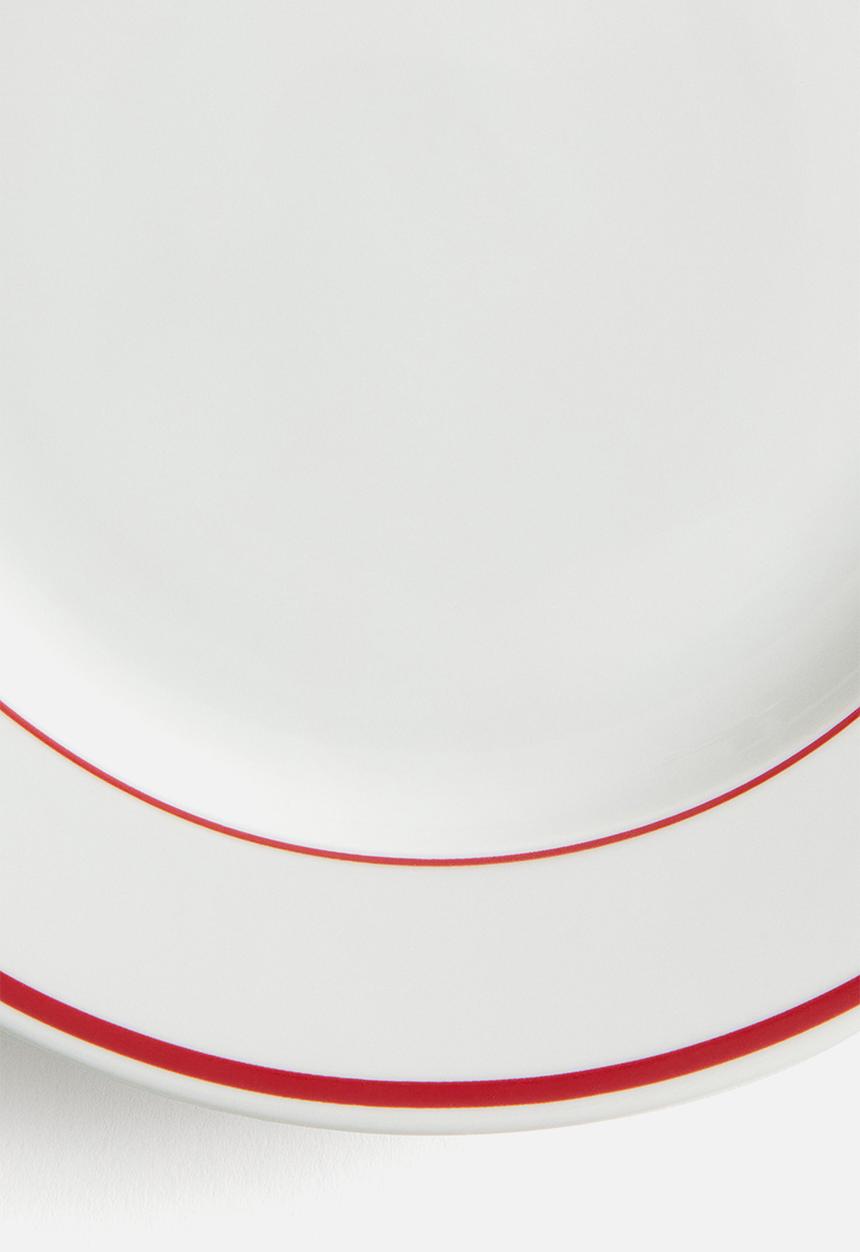 H&M - Porcelain dinner plate - white/red