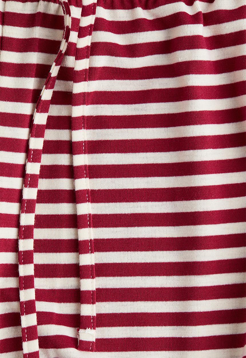 H&M - Straight drawstring trousers - dark red striped