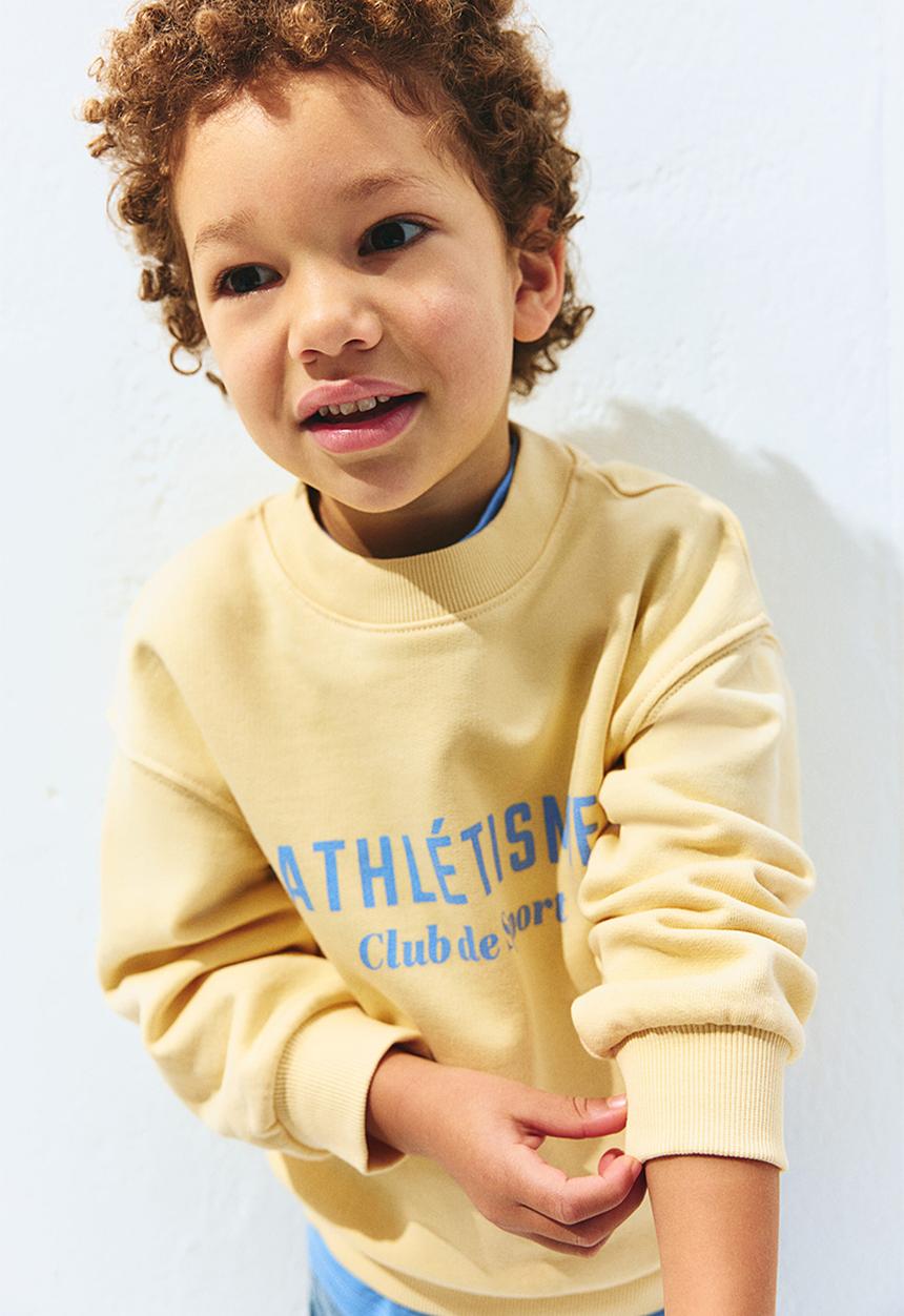 H&M - Printed crew-neck sweatshirt - yellow athlétisme