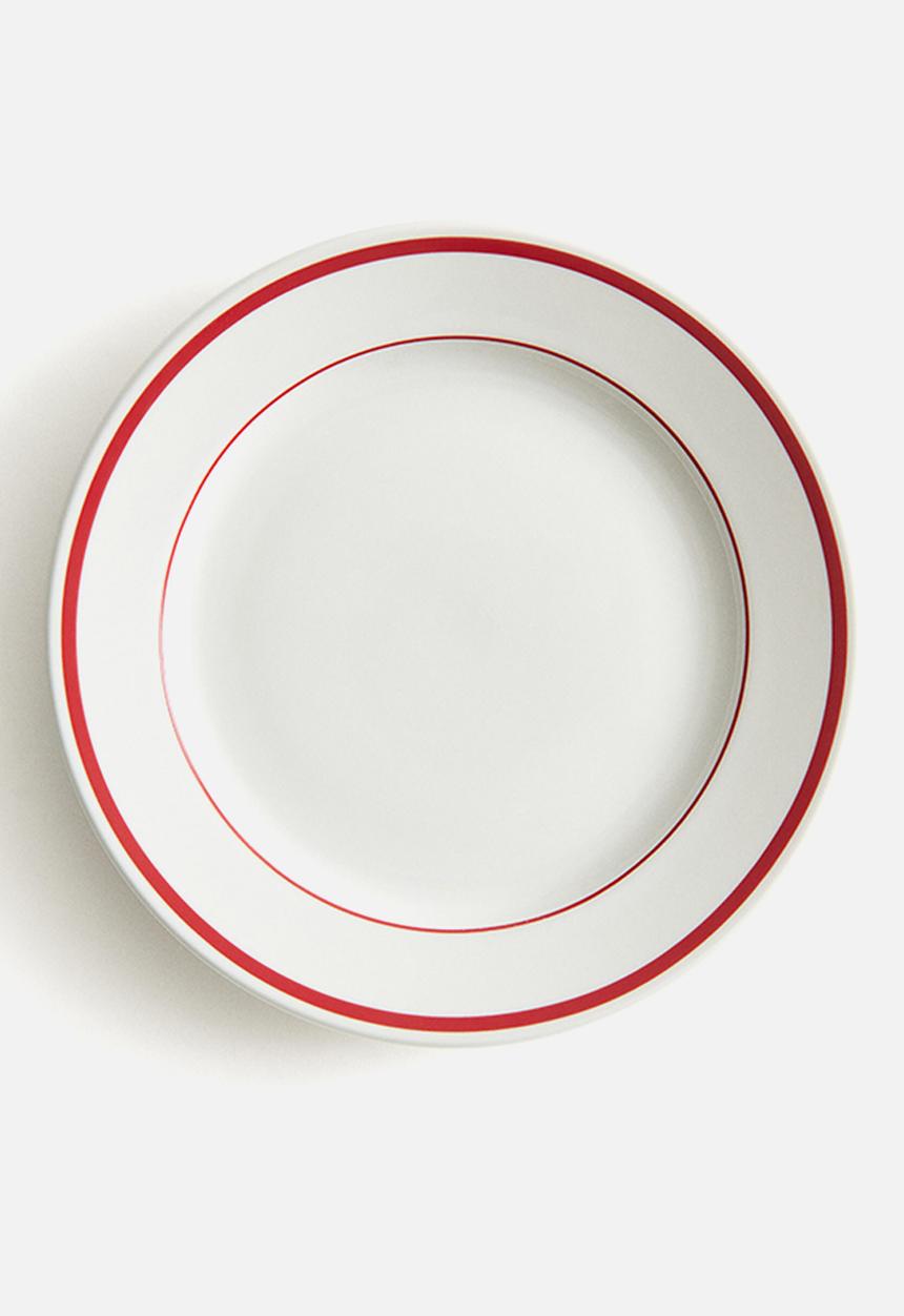 H&M - Porcelain mid plate - white/red