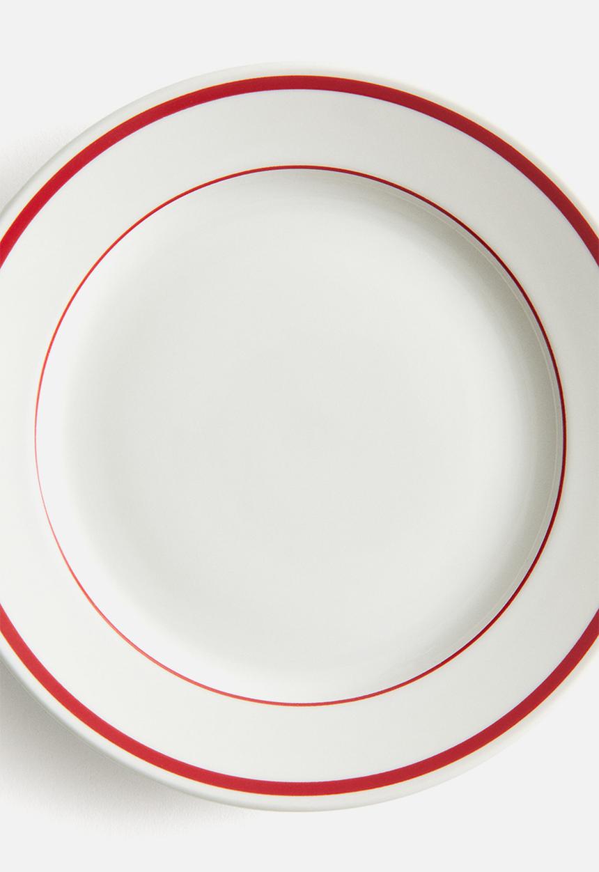 H&M - Porcelain mid plate - white/red