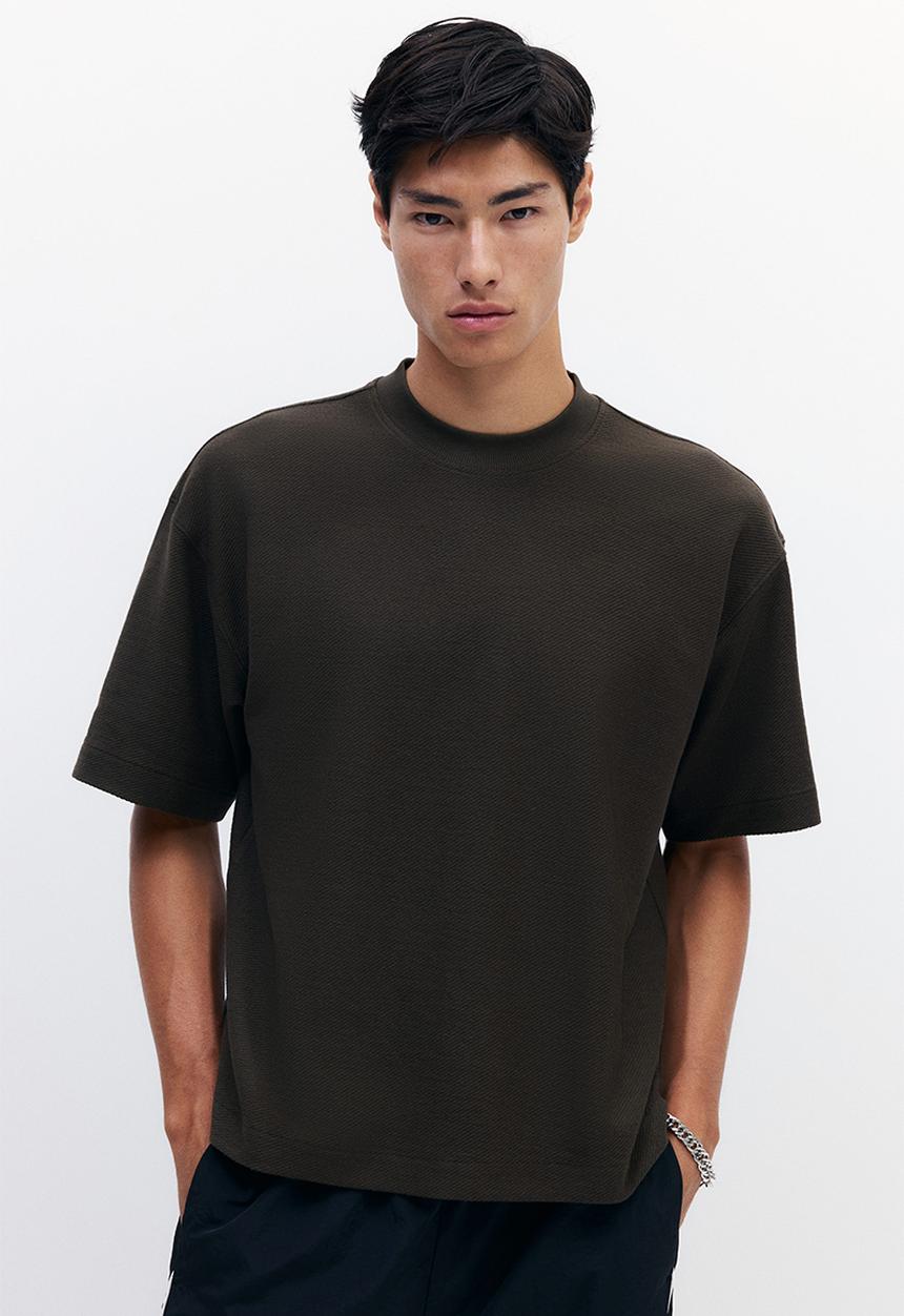 H&M - Oversized fit t-shirt - dark khaki green