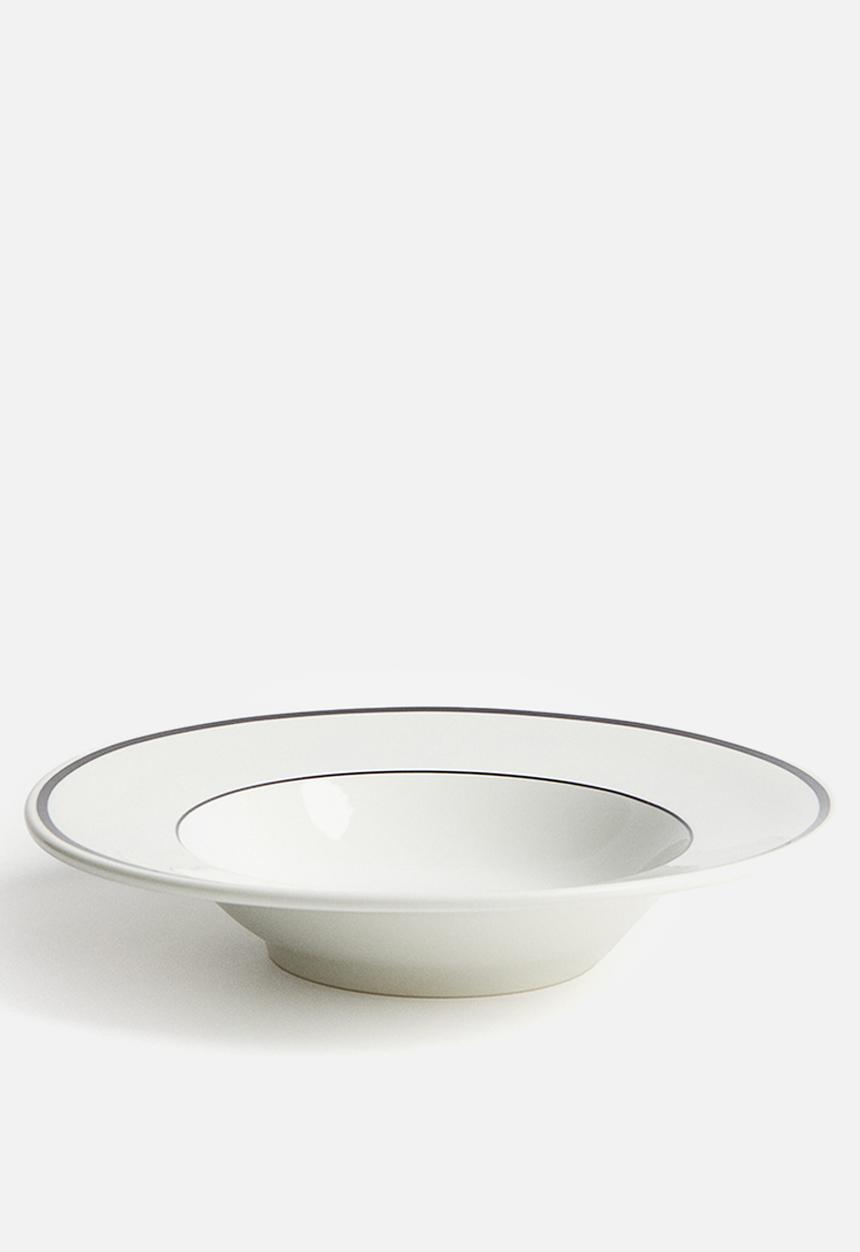 H&M - Porcelain deep plate - white/black