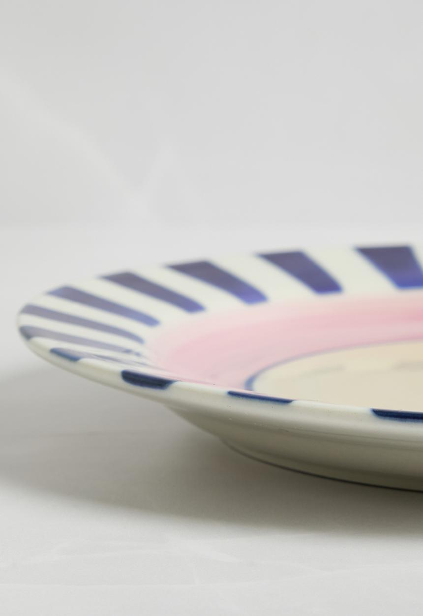 Sixth Floor - Plate Stripes Lamour Stoneware Multi