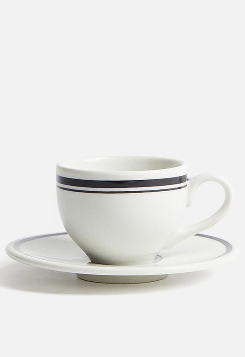 H&M - Espresso cup and saucer - white/black