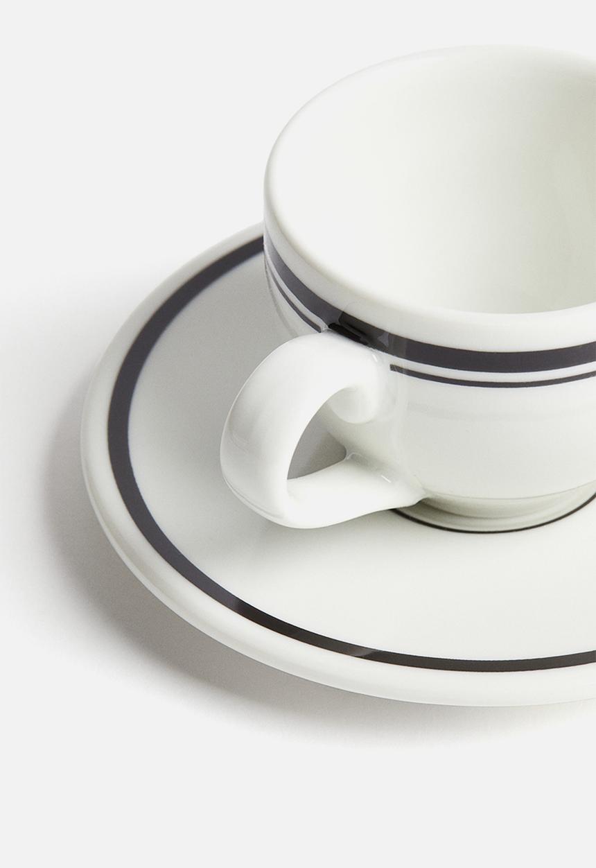 H&M - Espresso cup and saucer - white/black