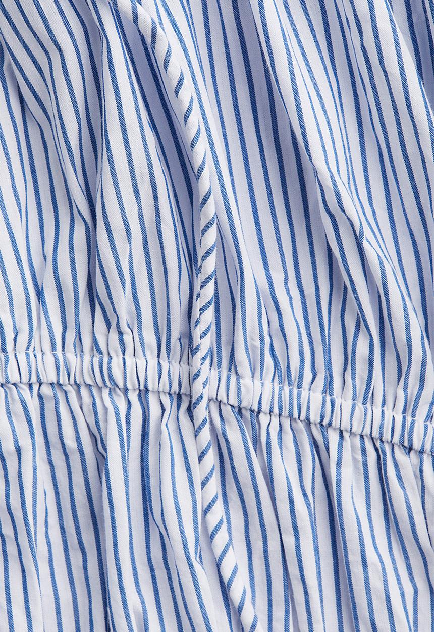 H&M - Drawstring poplin blouse - white & blue striped 