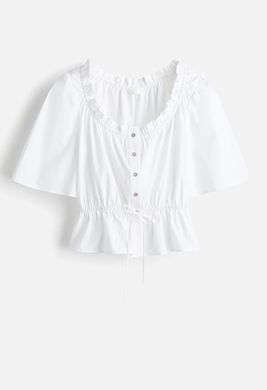 H&M - Frill-trimmed cotton blouse - white