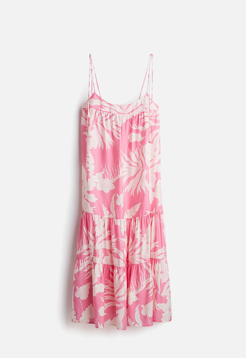 H&M - Tie-strap maxi dress - pink patterned