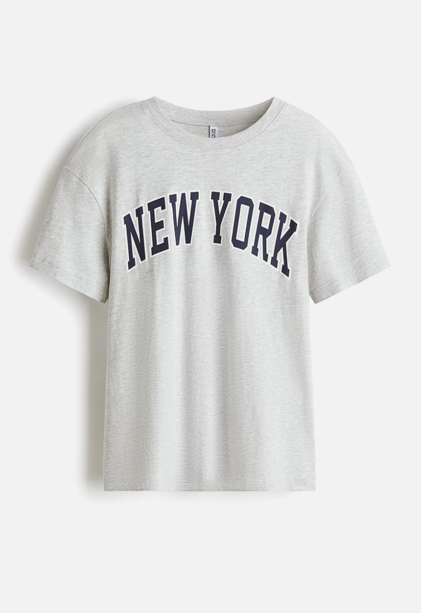 H&M - Loose-fit t-shirt - light grey marl new york