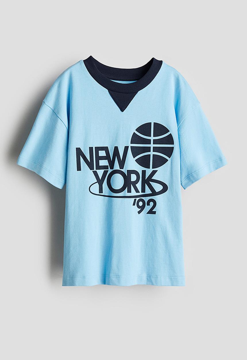 H&M - Cotton jersey T-shirt - blue new york